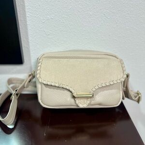 Sahara Vegan Leather Crossbody Bag Neutral Beige Like New